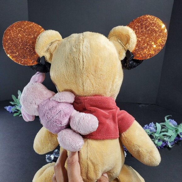 Minnie Mouse Ears Hair Clips Barrette Orange Sequins Black Bow Hair Care - Picture 3 of 9